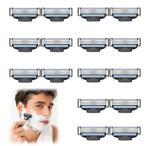 16 Hojas De Afeitar Compatibles Con Gillette Mach 3 Men, Repuestos De Cuchillas Para Mach 3, Recortadora, Cuchilla De Afeitadora Manual, Cuchilla De Repuesto De 3 Capas Con Doble Banda De Lubricación
