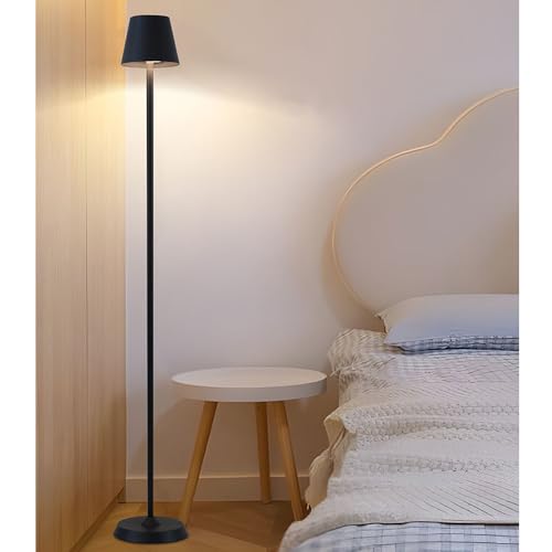 Lampadaire moderne tactile en fer noir et acrylique avec ampoule LED incluse