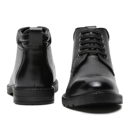 Image of LOUIS STITCH Chukka Boot for Men | High Ankle Italian Leather Boot | Handcrafted | Hiking and Biking Shoes | Brogue Style Lace-up Boot | Mens Formal Boot |Black |(BT-WBNDCKBGJB)