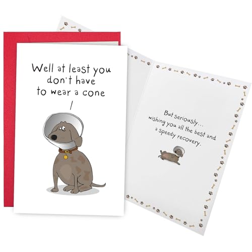 Ogeby Funny Get Well Soon Card for Man Woman, Humor Speedy Surgery Recovery Card for Friend Patient, At Least You Don't Have to Wear A Cone