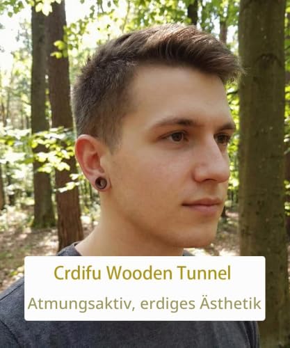 Crdifu 2 Paar Ohr Plug Flesh Tunnel Set aus Holz Double Flared Ohr Expander Piercing Schmuck(8-20mm)