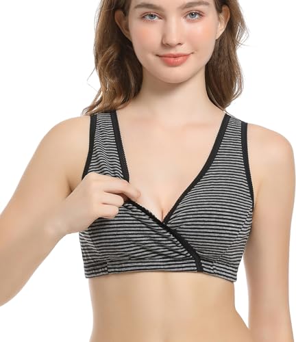 Image of CAKYE 3 Pack Maternity Nursing Sleep Bra Breastfeeding Cotton Bralette