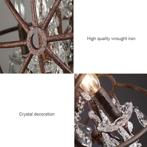 Lustre américain rétro de style rustique industriel avec suspension globe rouille - 6