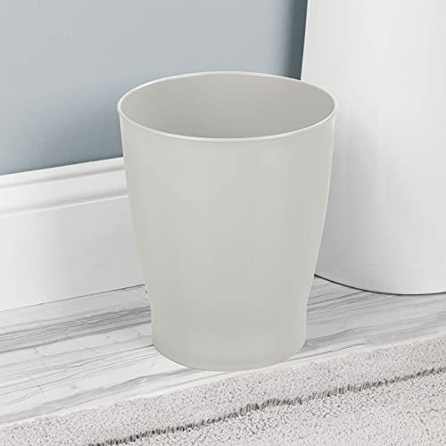 Image of mDesign Round Plastic Bathroom Garbage Can, 1.25 Gallon Wastebasket, Garbage Bin, Trash Can for Bathroom, Bedroom, and Kids Room - Small Trash Can - Fyfe Collection - Light Gray