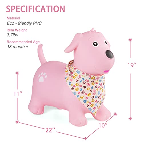 INPANY Bouncy Dog Hopper for Toddlers-Hopping/Bouncing/Bounce Hoppers, Jumping Toys, Inflatable Ride-on Animal Toy for Kids/Boys/Girls 2, 3, 4, 5 Years Old Gifts(Pump Included) - Image 4
