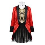 Kinder Mädchen Zirkus Kostüm Outfit Langarm Jacke mit dekorativem Kragen und Mesh Tutu Rock Set für Halloween Cosplay Party
