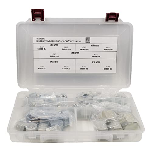 Image of NPTF Thread Cap & Plug Hydraulic Fitting Assortment Kit (40 Piece)