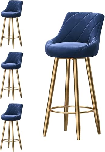 DZYHFCO Moderno taburete de bar de terciopelo, elegante taburete de bar para isla de cocina (azul, 75 cm)