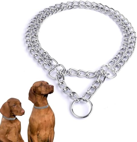 Dog Chain Collar Metal Martingale Anti Chew Training Collars Chew Proof, Chrome Plated, 2 Link for...