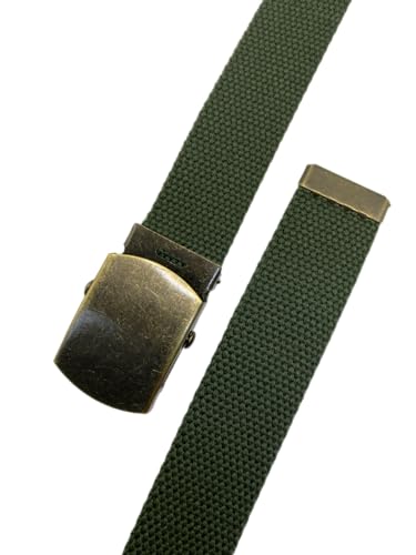 Canvas Belt Web Belt Military Belt Golf Belt with Antique Brass Buckle and Tip Waist Size Up to 45" Long4
