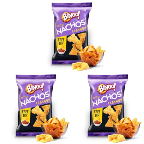 Image of Bingo Nachos Cheese,Free Dip,Crunchy,Crispy Nacho Chips,Made Of Corn,Snacks Pack,82.5 G /80 Gram /85.4Gram(Weight May Vary) (Pack of 3)