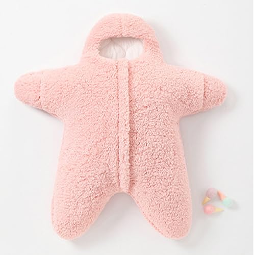Image of Baby Starfish Onesie, Thick Imitation Fleece Starfish Newborn Romper, Infant Footie Jumpsuit Winter Warm Outfits(Pink,2-6 Months)