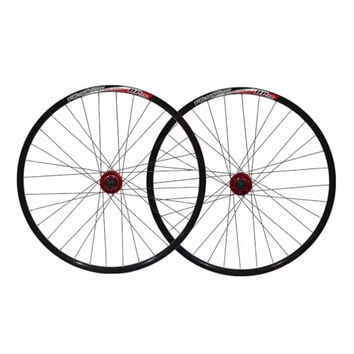 26インチ マウンテンバイク フロント リアホイール 100/135mm クイックリリース アルミ合金 ディスクブレーキ バイクリム ルーズボールハブ 7/8/9スピードカセット シュレーダーバルブ(Black Red)