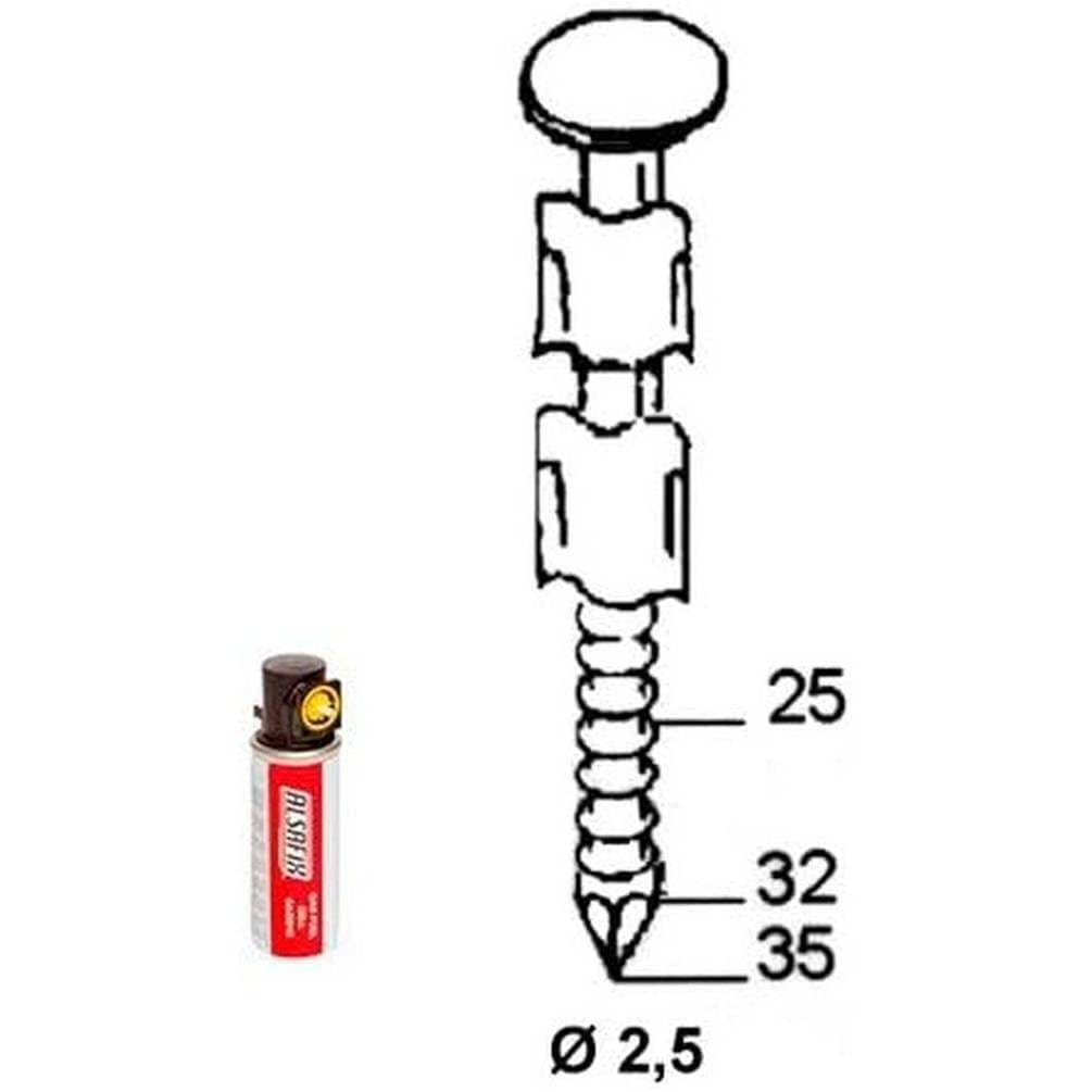 D-Work - Juego de 2000 puntas Jdbg anilladas (acero inoxidable, 25°, 28 x 25 mm)