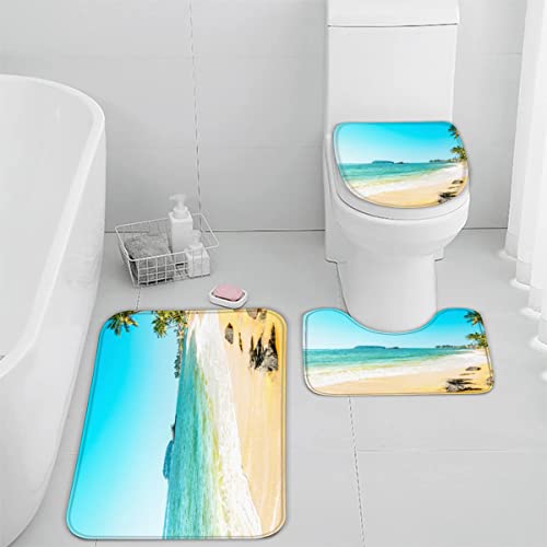 Zifarm Badematte rutschfeste 50x80 cm Ozean Badvorleger-Set 3D Drucken Strand Sommer Mikrofaser Flanell Absorbierend…