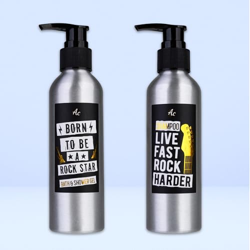 Accentra Geschenkset Männer ROCKSTAR, Pflegeset in Metall Gitarre mit Duschgel, Shampoo, Seife und Handtuch, rockige Geschenkidee für Geburtstag, Vatertag, Pflege Set für Rockfans und Musikliebhaber