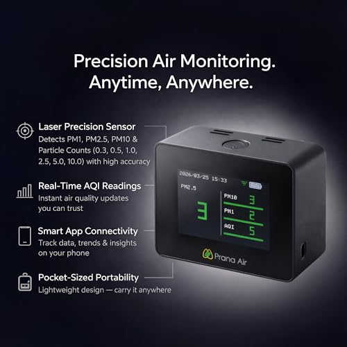 Image of Prana Air Pocket PM2.5 Air Quality Monitor, WiFi, Portable AQI Meter with Real-Time Readings and Smart App Connectivity