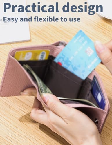 Unisex Pebble Leather Wallet, Women Wallet, Soft Compact RFID Blocking Card Holder with Zipper Coin Pocket, Credit Card Holder for Women, Small Purse for Men and Women (Gray)3