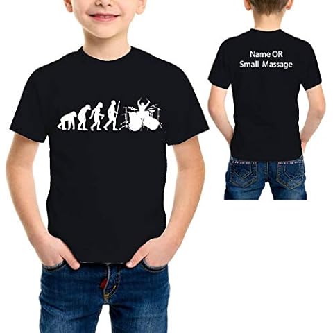MGEAR Evolution of Drummer Band Rock Musician Funny Boys Kids T Shirt T-Shirt Customised Text Printed tee Birthday Present Black Cover
