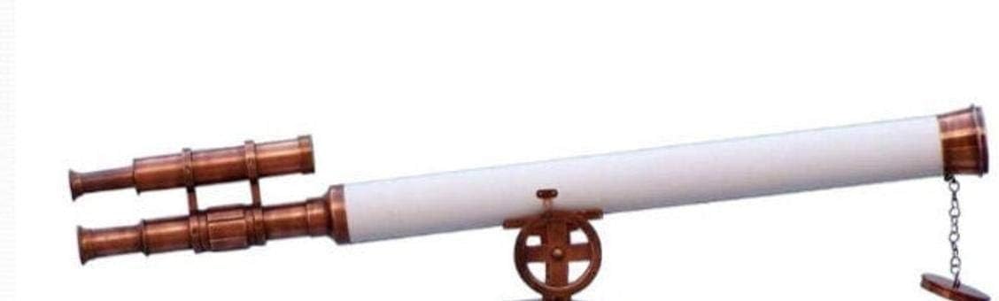 Antique Solid Brass Telescope 39" Spyglass with Wooden Tripod Stand Telescope Ship Instrument