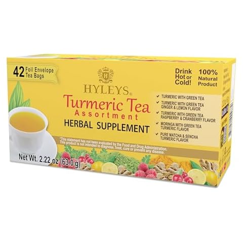 Hyleys Turmeric with Green Tea Assorted Flavors - 42 Tea Bags Cover