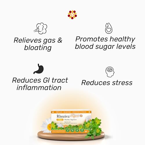 Rhoziva Digest. Gut Health Supplement with Digestive Enzymes for Women and Men. Supports Healthy Digestion, Reflux, Bloating. 60 Capsules. - Image 3