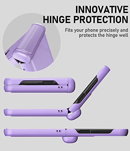 Vihibii For Galaxy Z Flip 3 5G Hinge Protection Case, Flip 3 Phone Case Full-Body Protective With Camera Screen Protector Wireless Charging Compatible Cover Case For Samsung Galaxy Z Flip 3 (Purple)… #TOP5