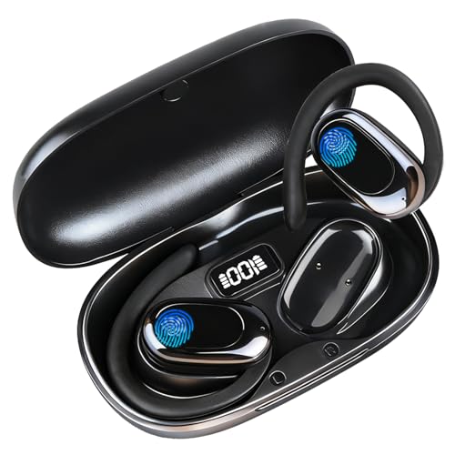 Écouteurs Bluetooth Sport 5.4 Open-Ear, Casque sans Fil avec Réduction de Bruit ENC, 52H Autonomie, Écran LED, Contrôle Tactile et Micro Intégré – Oreillette Bluetooth pour Course, Fitness, Cyclisme