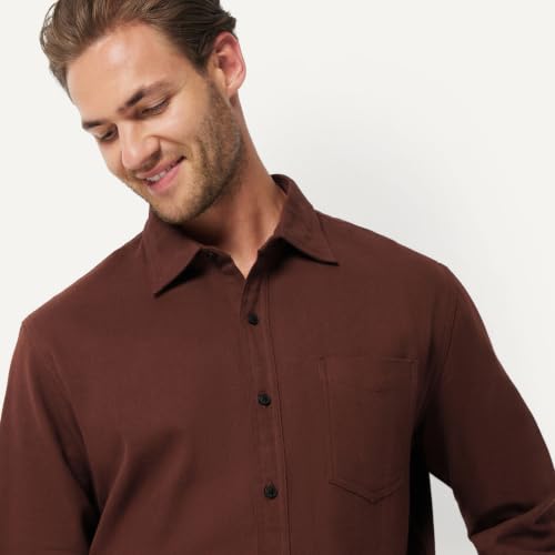 Image of Amazon Essentials Men's Regular Fit Long-Sleeve Flannel Shirt, Soft Brushed Cotton, Lightweight yet Warm