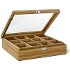 Wooden Tea Box 12 Compartments Window