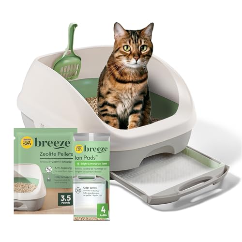 Purina Tidy Cats Litter Box System, BREEZE System Starter Kit Litter Box, Litter Pellets & Pads