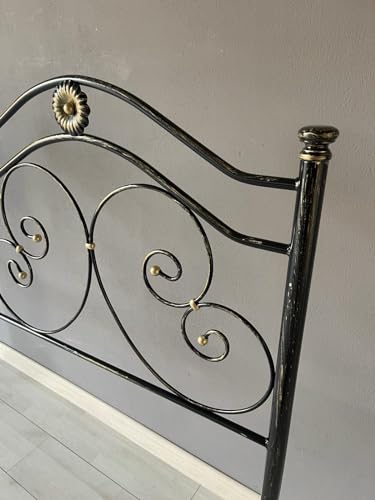 Aessegi Letto Matrimoniale Solo Testata 160X190 Ferro Battuto Nero Sfumato Oro Artigianale Made In Italy. Modello Laura, Struttura Metallo, Spedizione Inclusa. - 3