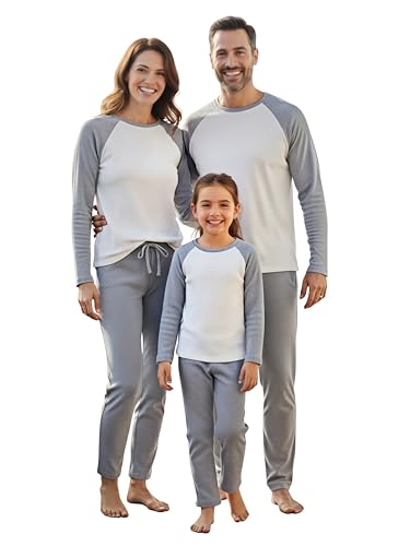 IFFEI Family Pajamas Matching Sets Mommy and Me Pjs 2 Piece Soft Lounge Set Sleepwear Tops and Bottom with Pockets Women S Grey
