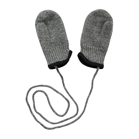 tittimitti 100% Virgin Wool Baby Toddler Kids (6 Months - 7 Years) Thumbed Mittens with String. OEKO-TEX® Standard 100 (1 (1-3 Years), Heather Grey) Cover