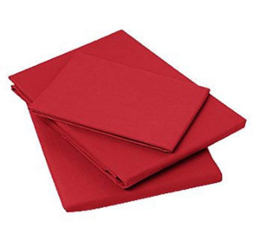 Shumaxx® Flat Sheet Poly Cotton Single Double King super King (Double, Red)