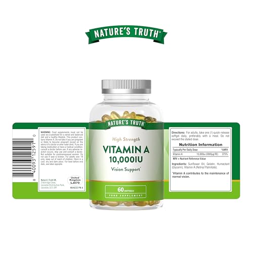 Vitamin A Capsules 10,000IU | High Strength Supplement | Retinyl Palmitate | 60 Softgels | Nature's Truth - Image 6