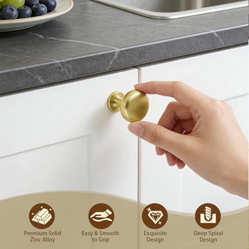 NIZADO 6 Pack Solid Cabinet Knob Brushed Brass Kitchen Drawer Knob by NIZADO - Used condition - Image 5