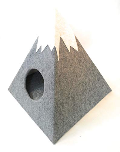 Cama para gato y perro, gris y blanca. Hecho a mano. Medidas 56cm x 40cm x 40cm - Tipi para gatos, tipi para perros. Cueva gato, perro pequeño.