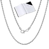 2mm .925 Sterling Silver Diamond-Cut Twisted Rope Choker Chain Necklace, 16 inches