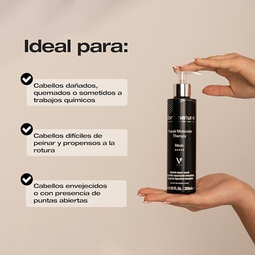 abril et nature - Mascarilla Profesional Molecular Therapy - Cabellos Dañados, Castigados o Envejecidos - Reestructura, Repara y Rellena la Fibra Capilar - Nutritiva e Hidratante - Vegano - 200 ml - imagen 4