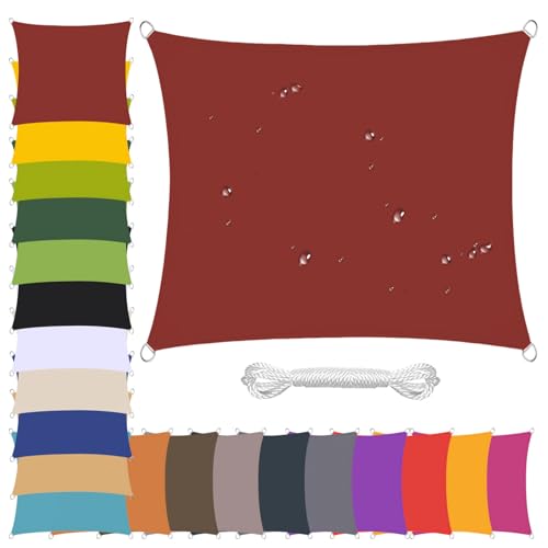 Voile d'ombrage imperméable rectangulaire 4x6m rouge vin - 2