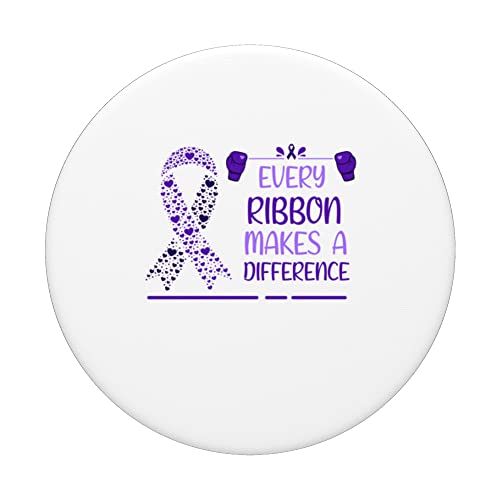 Pancreatic Cancer Awareness Purple Family Support Ribbon PopSockets Swappable PopGrip, Black - Image 3