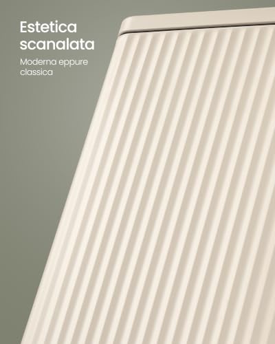 SONGMICS Pattumiera da cucina, 50 l, con pedale, coperchio a chiusura silenziosa e secchio interno rimovibile, in acciaio, 15 sacchi della spazzatura (codice K) inclusi, bianco crema LTB586LZ02 - Immagine 2