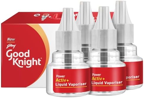 Good Knight Power Activ+ Liquid Vaporiser Pack Of 4 (45ml Each) | 2x Faster Than Before | Mosquito Repellent Refill | India s Most Powerful Liquid Vaporizer