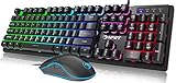 NPET S20 Wired Gaming Keyboard Mouse Combo, LED Backlit Quiet Ergonomic Mechanical Feeling Keyboard, Backlit Gaming Mouse 3200 DPI, for Desktop, Computer, PC, Black