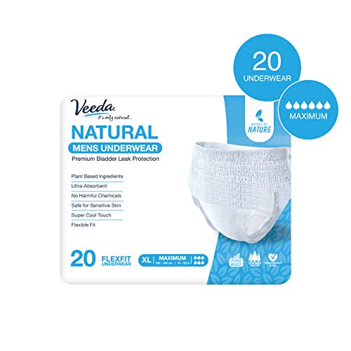 Veeda Natural Incontinence Underwear For Men, Maximum Absorbency For Bladder Leakage Protection, X-Large Size, 20 Count #TOP1