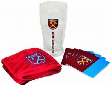 West Ham United Official Pint Glass, Coaster & Bar Towel Mini Bar Set