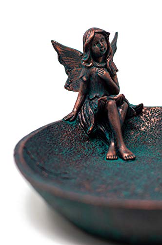 Blümelhuber Gartendeko Zauberhafte Schale mit sitzender Elfe - Garten - Futterschale Vögel