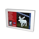 Der hochwertigen Acryl Elch versprüht ebenso viel Charme wie effektvolles Licht durch 136 kalt weiße Dioden und ist für Sie, Ihre Gäste und alle Passanten ein ganz besonderer Hingucker.