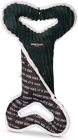 Kenneth Cole Durable Two-Tone Tug Plush Bone Toy for Extra Large Dogs – Chew-Resistant Nylon Meets Soft Corduroy Plush with Squeaker image 4